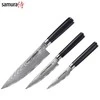 Samura DAMASCUS Rinkinys 3vnt. peiliai Pjaustymas / Naudingumas / Šefai iš AUS 10 Damasko plieno 61 HRC (67 sluoksniai)