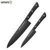 Samura Shadow rinkinys iš 2 virtuvinių peilių 208mm ir 120mm AUS-8 neprilimpančia tamsia danga 58 HRC