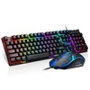 Klaviatūra T-Wolf TF200 PC žaidimų klaviatūros (EN) mechaniniai mygtukai + žaidimų pelės rinkinys su LED juodu