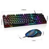 Klaviatūra T-Wolf TF200 PC žaidimų klaviatūros (EN) mechaniniai mygtukai + žaidimų pelės rinkinys su LED juodu