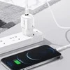 USAMS Tinklo įkroviklis 1xUSB-C T36 mini 20W + kabelis USB-C-Lightning baltos spalvos PD3.0 Fast Charging XFKXLOGTL02 (US-CC124+US-SJ484)