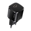 USAMS Tinklo įkroviklis 1xUSB-C T36 mini 20W + kabelis USB-C-Lightning juodos spalvos PD3.0 Fast Charging XFKXLOGTL01 (US-CC124+US-SJ484)