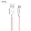 Usams US-SJ098 U-Turn Patvarus TPE universalus mikro USB prie USB duomenų ir greitas 2A įkroviklio laidas, 1 m rožinis