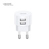USAMS laidinis įkroviklis 2xUSB T20 2,1A round(only head) balta/baltos spalvos Fast Charging CC80TC01 (US-CC080)