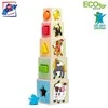 Woody 95005 Eco Wooden Mokomieji staklės su paveikslėliais ir skaičiais rūšiavimo forma (10 vnt.) vaikams nuo 3 metų (10,6x41 cm)