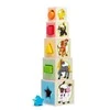 Woody 95005 Eco Wooden Mokomieji staklės su paveikslėliais ir skaičiais rūšiavimo forma (10 vnt.) vaikams nuo 3 metų (10,6x41 cm)