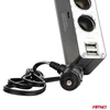 Automobilinio pridegiklio lizdo šakotuvas AMiO SOC3 3in1 12V/24V su USB jungtimi