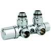 Dvigubas radiatoriaus pajungimas Twinvalve 1/2` x 24-19, 90°, chromas