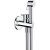external part of WC/bidet mixer valve with handset holder and flexible hose, auksinis brass