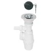 izlietnes sifons ar izplūdi un korķi ar ķēdi, 1½ x 40 mm, bez noteces, ar pieslēgu, plastmasa, balts