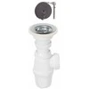 izlietnes sifons ar izplūdi un korķi ar ķēdi, 1½ x 40 mm, bez noteces, plastmasa, balts