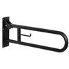 Vertical swing up grab bar with a toilet paper roll holder, made of AISI 201 stainless steel, matte