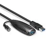 USB Prailginimo Laidas - LINDY USB 3.0 Aktyvus Prailginimo Laidas M/F, 10 m, Juodas