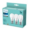 LED lemputė PHILIPS A60, 8W (=60W), E27, 4000K, 806 lm, NON-DIM, šaltai baltos spalvos, 3vnt.