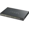 Šakotuvas ZYXEL GS1920-48HPV2, 50 prievadų išmanusis valdomas POE komutatorius, 48 gigabitų vario POE ir 4 gigabitų dviejų asmenų, hibridinis režimas, autonominis arba „Nebulaflex“ debesis, 375 vatų POE (5 metų garantija)