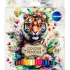 Spalvoti pieštukai TIGER, 24 spalvų, šešiakampiai, ilgi, popierinė dėžutė