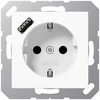 Kištukinis lizdas su USB A lizdu JUNG A1520-18AWW (baltas, 16A/250V)