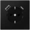 Kištukinis lizdas su USB+USB-C JUNG LS1520-15CASWM (juodas, matinis, 16A/250V)