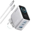 Įkroviklis Anker 100W, 3 Ports, Smart Ekranas (baltas) su 1.5 m. kabeliu