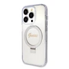 Dėklas GUESS GUHMP15LHRSGSD IPHONE 15 PRO 6.1 "SKAIDRUS / SKAIDRUS KIETAS DĖLĖS ŽIEDAS STOVAS SCRIPT GLITTER MAGSAFE
