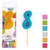 Trendhaus Birthday Fun - Skaičių žvakėsu blizgučiais - 8 (skirtingos spalvos) (8.8 cm)