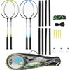 Plieninis badmintono rinkinys NRZ014 NILS: 4 raketės, 3 plunksninukai, tinklas 195x22 cm ir dėklas