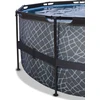 Baseinas EXIT Stone ø450x122 cm su kupolu, smėlio filtru ir šilumos siurbliu, pilkas