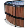 EXIT Wood baseinas ø450x122cm su kupolu, smėlio filtru ir šilumos siurbliu - rudas