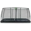 EXIT Dynamic ground level trampoline 244x427cm with safety net - juodas