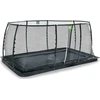 EXIT Dynamic ground level trampoline 244x427cm with safety net - juodas