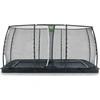 EXIT Dynamic ground level trampoline 244x427cm with safety net - juodas