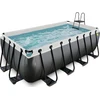 EXIT Juodas Leather baseinas 400x200x122 cm su filtravimo siurbliu, juodas