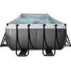 EXIT Juodas Leather baseinas 400x200x122 cm su filtravimo siurbliu, juodas