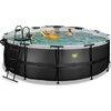 EXIT Juodas Leather pool ø427x122cm with sand filter pump and dome and heat pump - juodas
