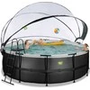 EXIT Juodas Leather pool ø427x122cm with sand filter pump and dome and heat pump - juodas