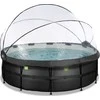 EXIT Juodas Leather pool ø427x122cm with sand filter pump and dome and heat pump - juodas