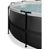 EXIT Juodas Leather baseinas ø488x122 cm su smėlio filtro siurbliu, kupolu ir šilumos siurbliu, juodas