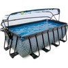 EXIT Stone pool 400x200x122cm with sand filter pump and dome - pilkas