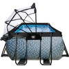 EXIT Stone pool 400x200x122cm with sand filter pump and dome and heat pump - pilkas