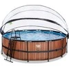 EXIT Wood pool ø488x122cm with sand filter pump and dome - ruda