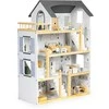 Lėlių namelis su 17 medinių baldų komplektu ECOTOYS