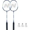 NRZ2052 ALIUMINIO / BADMINTONO RINKINYS 2 RAKETĖS + 3 RAKETĖS + DANGTELIS NILS