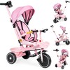 Triratukas vežimėlis 2in1 su pasukama sėdyne, sulankstomas su stogeliu, rožinis - ECOTOYS