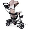 Triratukas-vežimėlis 2-in-1 ECOTOYS, pasukama sėdynė, sulankstomas stogelis, smėlio spalvos