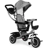 Triratukas-vežimėlis 2-in-1 ECOTOYS, sukioji sėdynė, sudedamas stogelis, pilkas