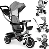 Triratukas-vežimėlis 2-in-1 ECOTOYS, sukioji sėdynė, sudedamas stogelis, pilkas