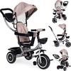 Triratukas vežimėlis 2in1 su pasukama sėdyne, sulankstomu stogeliu - smėlio spalvos ECOTOYS