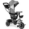 Triratukas vežimėlis 2in1 su pasukama sėdyne, sulankstomu stogeliu - pilkas ECOTOYS
