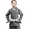 BJJ kimono Venum Contender Kids su baltu diržu, pilkas