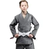BJJ kimono Venum Contender Kids su baltu diržu, pilkas